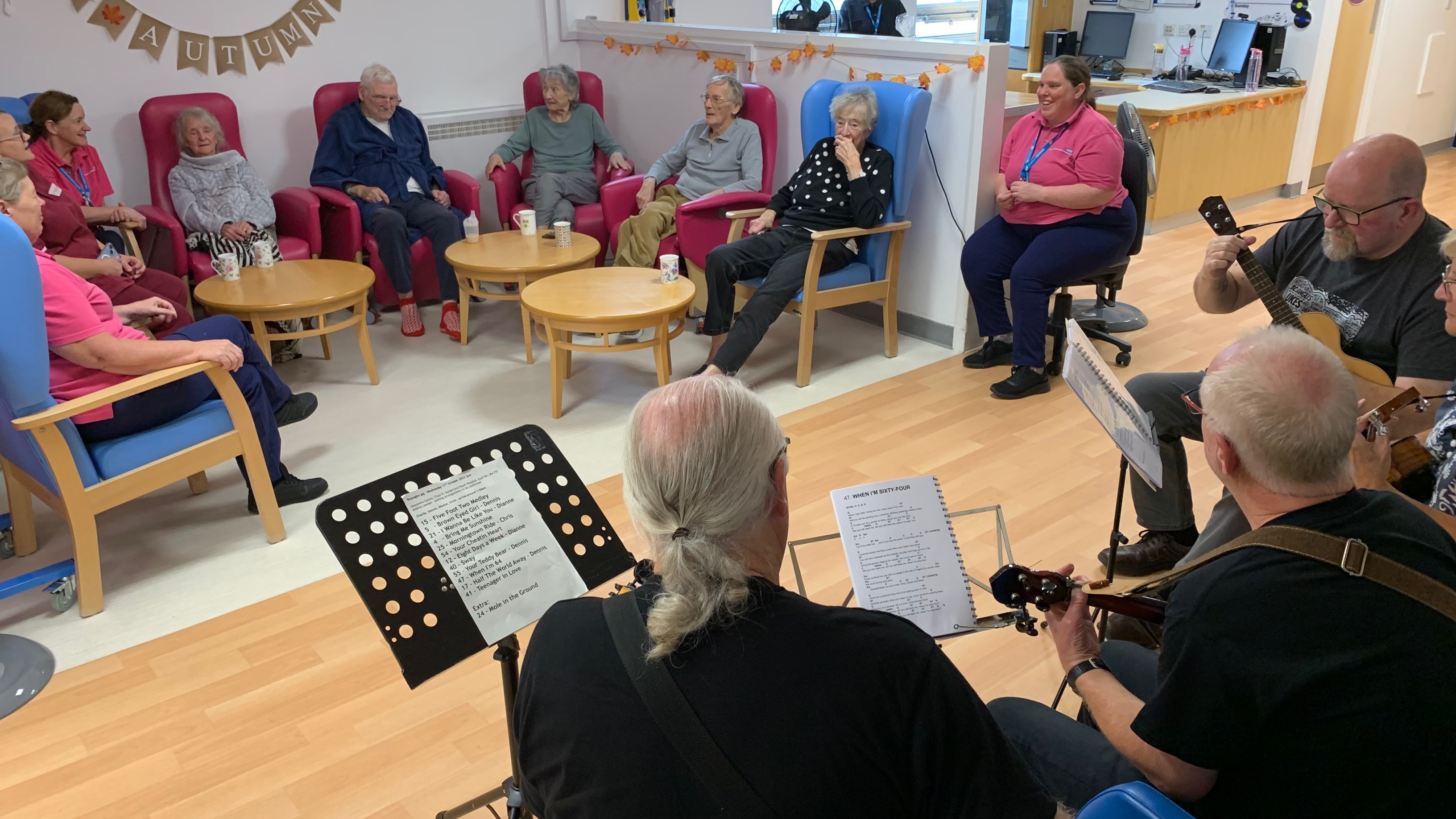 Patients and staff enjoy the Bojangles Ukes performance at the Alexandra Centre at Sunderland Royal Hospital..jpg