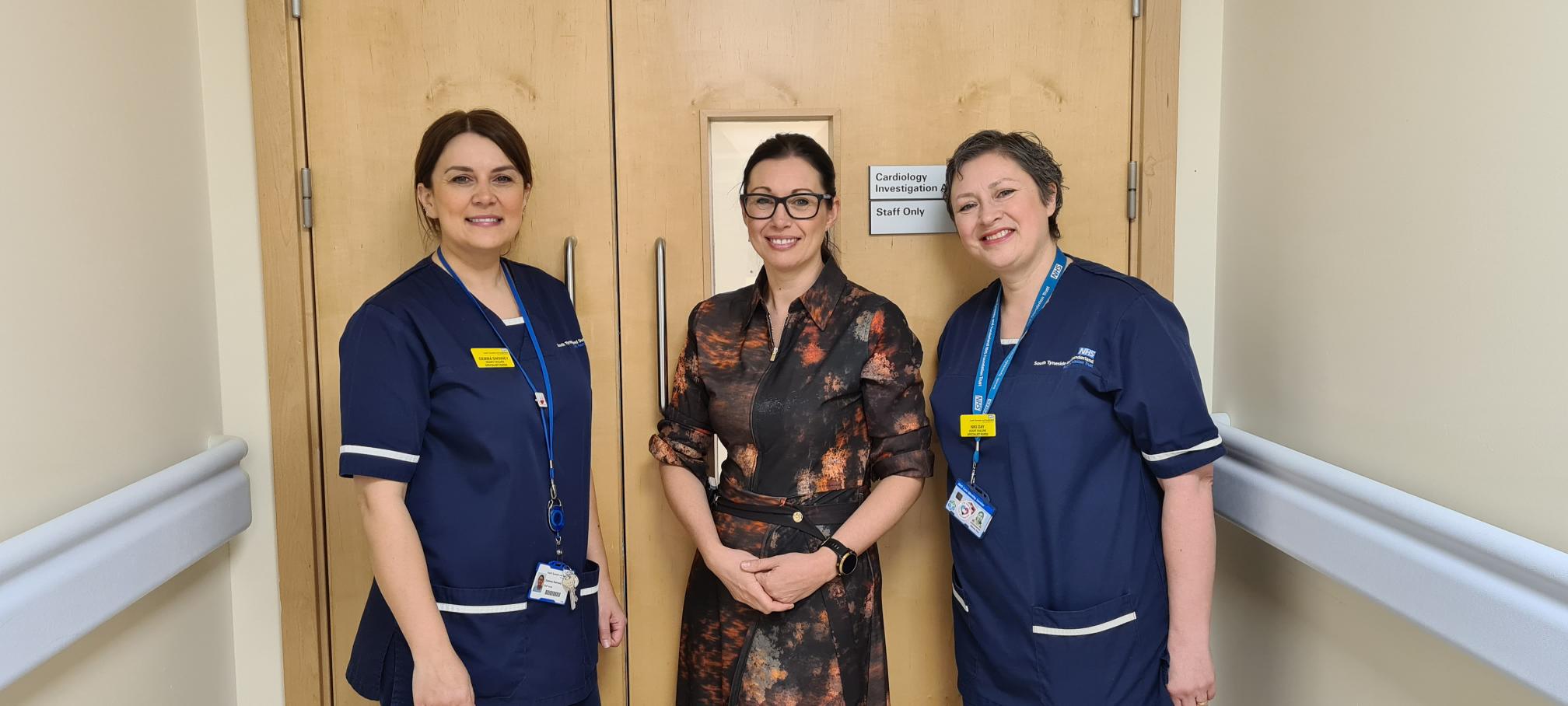 Heart Failure Specialist Nurses Gemma Swinney, left, and Nikola Day, right, with Advanced Clinical Pharmacist Janine Beezer, who are part of the STSFT Cardiology Team..jpg