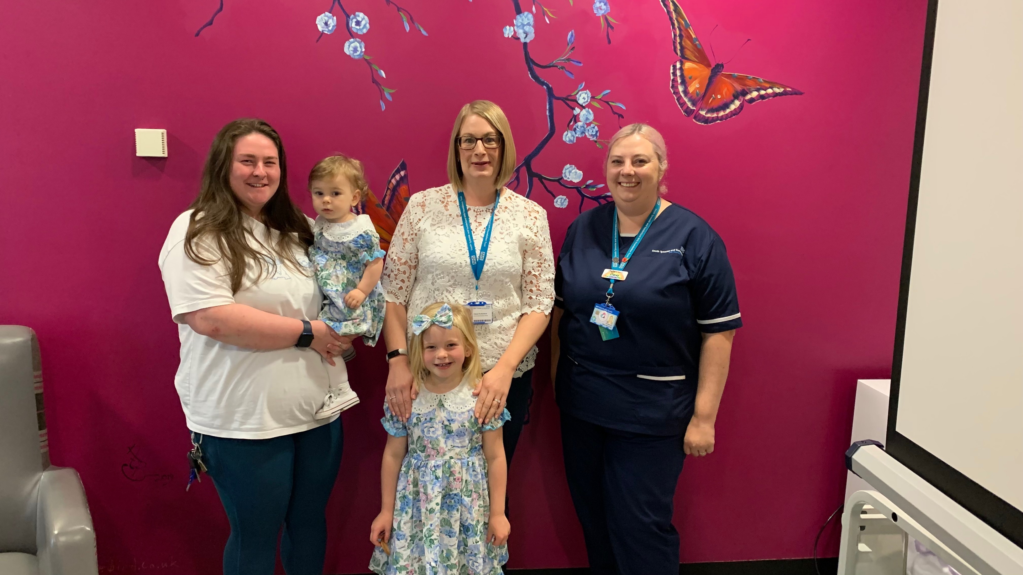 Angel Puttock with daughters Mazikeen and Octavia and Community Nursery Nurse Cheryl Rutherford and Stacey McFarlane, the Trust’s Infant Feeding Lead for Midwifery..jpg