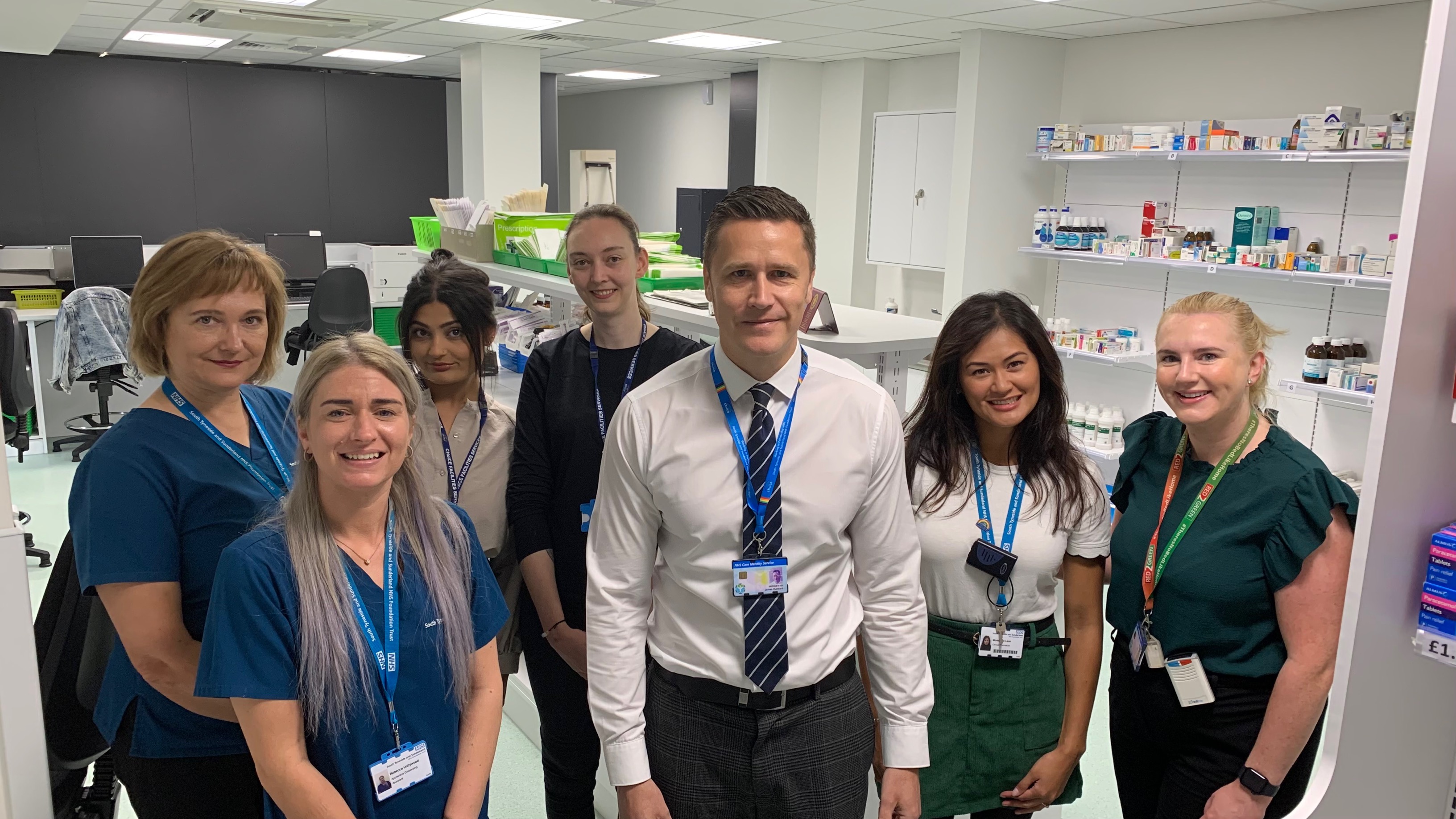 James Hubbard, Superintendent Pharmacist for CHoICE, with Trust and CHoICE staff in the new Outpatient Pharmacy..jpg