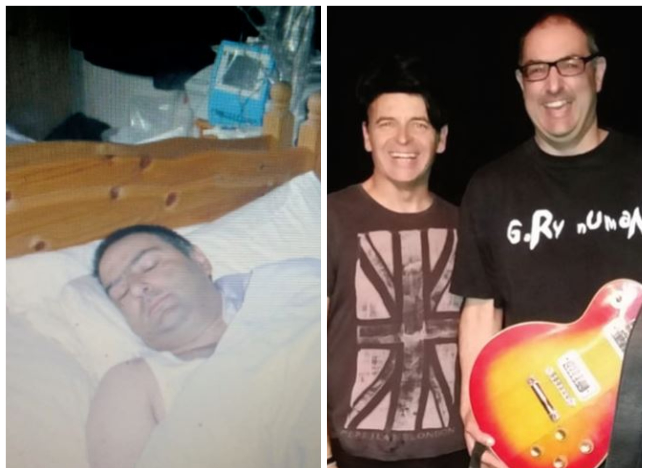 Tariq Ahmed pictured while he was undergoing treatment before his kidney donation and after his transplant, when he met Gary Numan..jpg