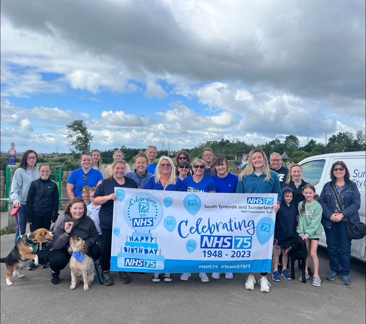 STSFT colleagues, friends and family after they completed the 7-tea-5 walk around Herrington Country Park..jpg