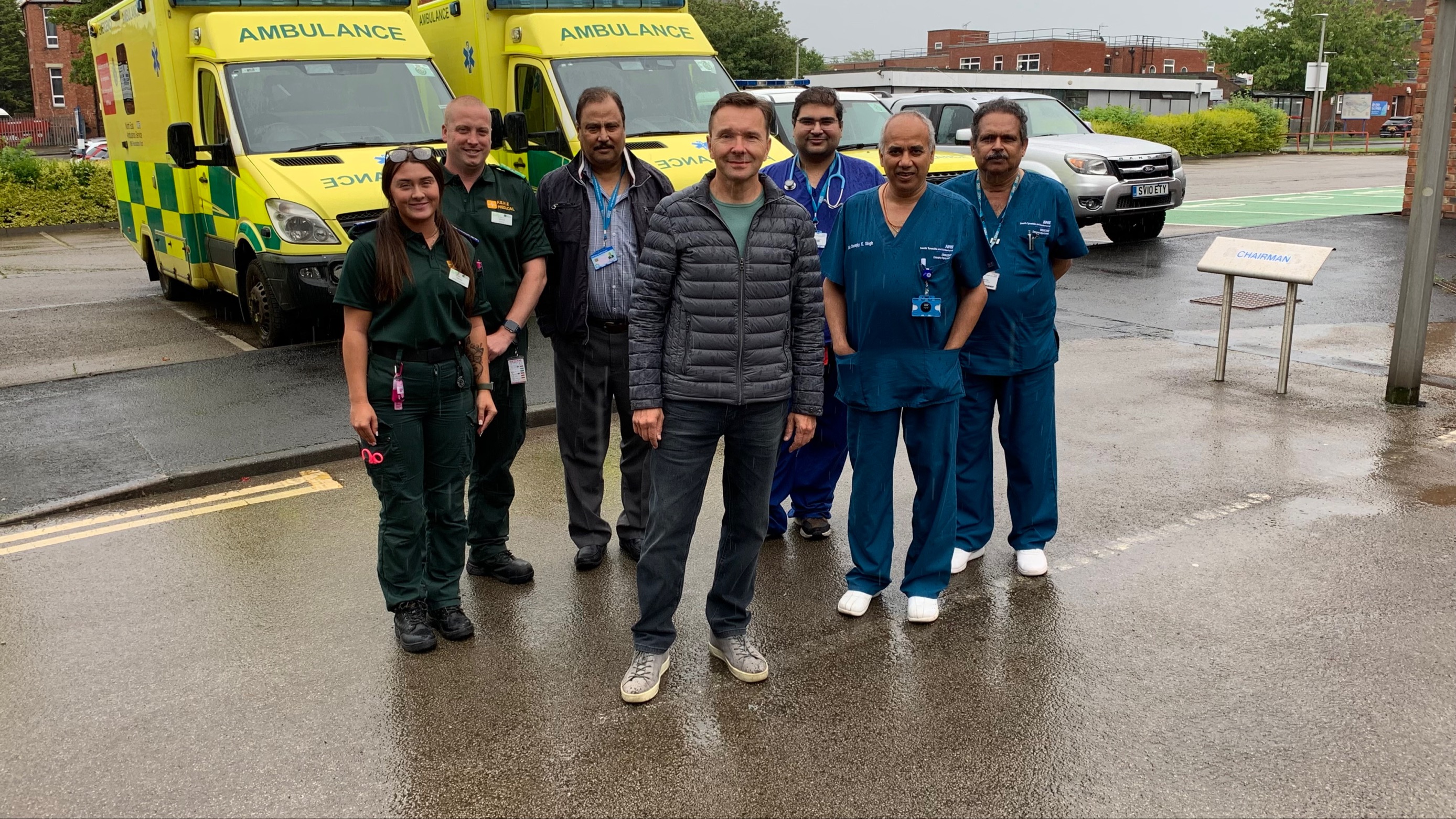 The vehicles taken to Ukraine pictured with FNSE staff and Emergency Department team members with Dr Anatoliy Telpov, centre..jpg